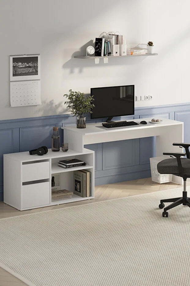 Çalışma Masası Fonksiyonel Çalışma Masası Ofis Masası Beyaz